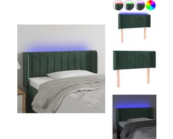 vidaXL Hoofdbord - Hoofdborden - Hoofdeinde - Houten Hoofdbord - Hoofdbord LED 103x16x78/88 cm fluweel donkergroen