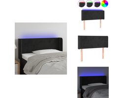 vidaXL Hoofdbord - Hoofdborden - Hoofdeinde - Houten Hoofdbord - Hoofdbord LED 103x16x78/88 cm fluweel zwart