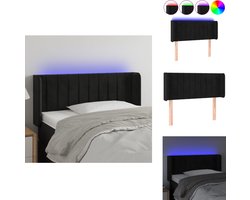 vidaXL Hoofdbord - Hoofdborden - Hoofdeinde - Houten Hoofdbord - Hoofdbord LED 103x16x78/88 cm fluweel zwart