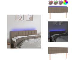 vidaXL Hoofdbord - Hoofdborden - Hoofdeinde - Houten Hoofdbord - Hoofdbord LED 144x5x78/88 cm stof taupe