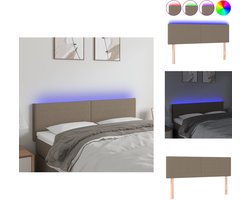 vidaXL Hoofdbord - Hoofdborden - Hoofdeinde - Houten Hoofdbord - Hoofdbord LED 144x5x78/88 cm stof taupe