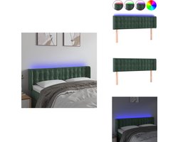 vidaXL Hoofdbord - Hoofdborden - Hoofdeinde - Houten Hoofdbord - Hoofdbord LED 147x16x78/88 cm fluweel donkergroen