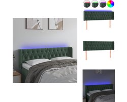 vidaXL Hoofdbord - Hoofdborden - Hoofdeinde - Houten Hoofdbord - Hoofdbord LED 147x16x78/88 cm fluweel donkergroen