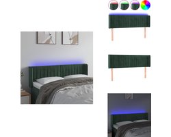 vidaXL Hoofdbord - Hoofdborden - Hoofdeinde - Houten Hoofdbord - Hoofdbord LED 147x16x78/88 cm fluweel donkergroen