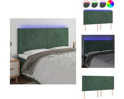 vidaXL Hoofdbord - Hoofdborden - Hoofdeinde - Houten Hoofdbord - Hoofdbord LED 160x5x118/128 cm fluweel donkergroen