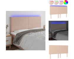 vidaXL Hoofdbord - Hoofdborden - Hoofdeinde - Houten Hoofdbord - Hoofdbord LED 160x5x118/128 cm kunstleer cappuccinokleurig