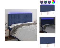 vidaXL Hoofdbord - Hoofdborden - Hoofdeinde - Houten Hoofdbord - Hoofdbord LED 160x5x118/128 cm stof blauw
