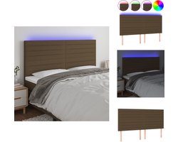 vidaXL Hoofdbord - Hoofdborden - Hoofdeinde - Houten Hoofdbord - Hoofdbord LED 160x5x118/128 cm stof donkerbruin