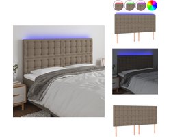 vidaXL Hoofdbord - Hoofdborden - Hoofdeinde - Houten Hoofdbord - Hoofdbord LED 160x5x118/128 cm stof taupe