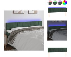 vidaXL Hoofdbord - Hoofdborden - Hoofdeinde - Houten Hoofdbord - Hoofdbord LED 160x5x78/88 cm fluweel donkergroen