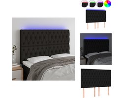 vidaXL Hoofdbord - Hoofdborden - Hoofdeinde - Houten Hoofdbord - Hoofdbord LED 160x7x118/128 cm stof zwart