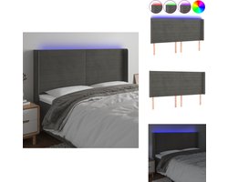 vidaXL Hoofdbord - Hoofdborden - Hoofdeinde - Houten Hoofdbord - Hoofdbord LED 163x16x118/128 cm fluweel donkergrijs
