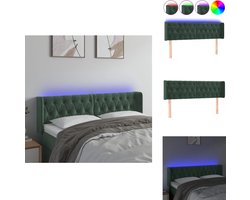vidaXL Hoofdbord - Hoofdborden - Hoofdeinde - Houten Hoofdbord - Hoofdbord LED 163x16x78/88 cm fluweel donkergroen