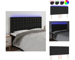 vidaXL Hoofdbord - Hoofdborden - Hoofdeinde - Houten Hoofdbord - Hoofdbord LED 180x5x118/128 cm kunstleer zwart