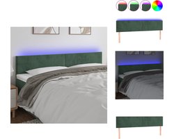 vidaXL Hoofdbord - Hoofdborden - Hoofdeinde - Houten Hoofdbord - Hoofdbord LED 180x5x78/88 cm fluweel donkergroen
