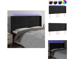 vidaXL Hoofdbord - Hoofdborden - Hoofdeinde - Houten Hoofdbord - Hoofdbord LED 183x16x118/128 cm fluweel zwart