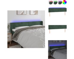 vidaXL Hoofdbord - Hoofdborden - Hoofdeinde - Houten Hoofdbord - Hoofdbord LED 183x16x78/88 cm fluweel donkergroen