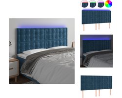 vidaXL Hoofdbord - Hoofdborden - Hoofdeinde - Houten Hoofdbord - Hoofdbord LED 200x5x118/128 cm fluweel donkerblauw