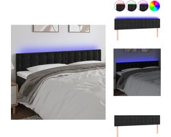 vidaXL Hoofdbord - Hoofdborden - Hoofdeinde - Houten Hoofdbord - Hoofdbord LED 200x5x78/88 cm fluweel zwart