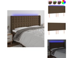 vidaXL Hoofdbord - Hoofdborden - Hoofdeinde - Houten Hoofdbord - Hoofdbord LED 203x16x118/128 cm stof donkerbruin