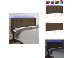 vidaXL Hoofdbord - Hoofdborden - Hoofdeinde - Houten Hoofdbord - Hoofdbord LED 203x16x118/128 cm stof donkerbruin