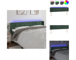 vidaXL Hoofdbord - Hoofdborden - Hoofdeinde - Houten Hoofdbord - Hoofdbord LED 203x16x78/88 cm fluweel donkergroen