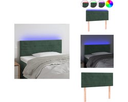 vidaXL Hoofdbord - Hoofdborden - Hoofdeinde - Houten Hoofdbord - Hoofdbord LED 80x5x78/88 cm fluweel donkergroen