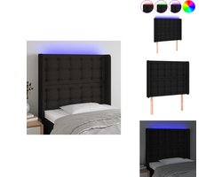 vidaXL Hoofdbord - Hoofdborden - Hoofdeinde - Houten Hoofdbord - Hoofdbord LED 93x16x118/128 cm stof zwart