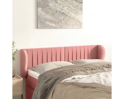 vidaXL Hoofdbord - Hoofdborden - Hoofdeinde - Houten Hoofdbord - Hoofdbord met randen 147x23x78/88 cm fluweel roze