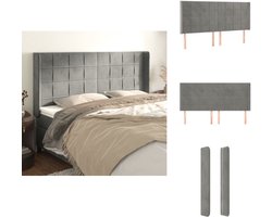 vidaXL Hoofdbord - Hoofdborden - Hoofdeinde - Houten Hoofdbord - Hoofdbord met randen 163x16x118/128 cm fluweel lichtgrijs