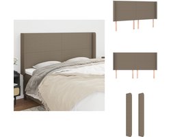 vidaXL Hoofdbord - Hoofdborden - Hoofdeinde - Houten Hoofdbord - Hoofdbord met randen 163x16x118/128 cm stof taupe
