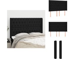 vidaXL Hoofdbord - Hoofdborden - Hoofdeinde - Houten Hoofdbord - Hoofdbord met randen 163x16x118/128 cm stof zwart
