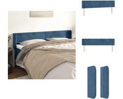 vidaXL Hoofdbord - Hoofdborden - Hoofdeinde - Houten Hoofdbord - Hoofdbord met randen 163x16x78/88 cm fluweel donkerblauw