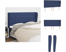 vidaXL Hoofdbord - Hoofdborden - Hoofdeinde - Houten Hoofdbord - Hoofdbord met randen 163x23x118/128 cm stof blauw
