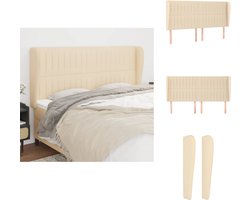 vidaXL Hoofdbord - Hoofdborden - Hoofdeinde - Houten Hoofdbord - Hoofdbord met randen 163x23x118/128 cm stof crèmekleurig