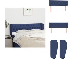 vidaXL Hoofdbord - Hoofdborden - Hoofdeinde - Houten Hoofdbord - Hoofdbord met randen 163x23x78/88 cm stof blauw