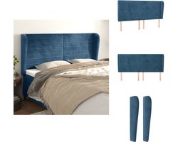 vidaXL Hoofdbord - Hoofdborden - Hoofdeinde - Houten Hoofdbord - Hoofdbord met randen 183x23x118/128 cm fluweel donkerblauw