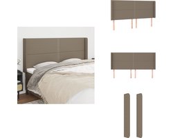 vidaXL Hoofdbord - Hoofdborden - Hoofdeinde - Houten Hoofdbord - Hoofdbord met randen 203x16x118/128 cm stof taupe