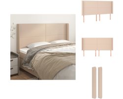 vidaXL Hoofdbord - Hoofdborden - Hoofdeinde - Houten Hoofdbord - Hoofdbord met randen 203x16x118/128cm kunstleer cappuccinokleur