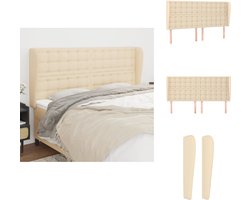 vidaXL Hoofdbord - Hoofdborden - Hoofdeinde - Houten Hoofdbord - Hoofdbord met randen 203x23x118/128 cm stof crèmekleurig