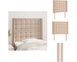 vidaXL Hoofdbord - Hoofdborden - Hoofdeinde - Houten Hoofdbord - Hoofdbord met randen 93x16x118/128 cm kunstleer cappuccinokleur