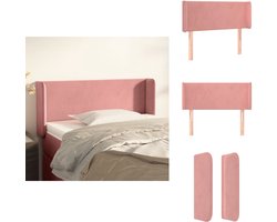 vidaXL Hoofdbord - Hoofdborden - Hoofdeinde - Houten Hoofdbord - Hoofdbord met randen 93x16x78/88 cm fluweel roze