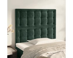 vidaXL Hoofdbord - Hoofdborden - Hoofdeinde - Houten Hoofdbord - Hoofdborden 2 st 100x5x78/88 cm fluweel donkergroen