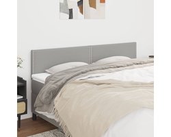 vidaXL Hoofdbord - Hoofdborden - Hoofdeinde - Houten Hoofdbord - Hoofdborden 2 st 90x5x78/88 cm stof lichtgrijs
