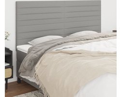 vidaXL Hoofdbord - Hoofdborden - Hoofdeinde - Houten Hoofdbord - Hoofdborden 4 st 100 x 5 x 78/88 cm stof lichtgrijs
