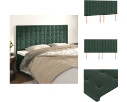 vidaXL Hoofdbord - Hoofdborden - Hoofdeinde - Houten Hoofdbord - Hoofdborden 4 st 90x5x78/88 cm fluweel donkergroen