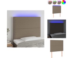 vidaXL - Hoofdbord - LED - 100x5x118/128 - cm - stof - taupe