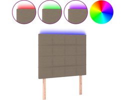 vidaXL - Hoofdbord - LED - 100x5x118/128 - cm - stof - taupe