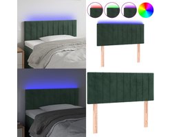 vidaXL Hoofdbord LED 100x5x78/88 cm fluweel donkergroen - Hoofdbord - Hoofdborden - Hoofdeinde - Houten Hoofdbord