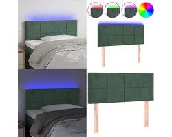 vidaXL Hoofdbord LED 100x5x78/88 cm fluweel donkergroen - Hoofdbord - Hoofdborden - Hoofdeinde - Houten Hoofdbord